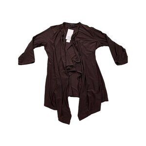 Rekucci Jacket Women XXL Brown Open Front Long Sleeve Travel Workwear Stretch